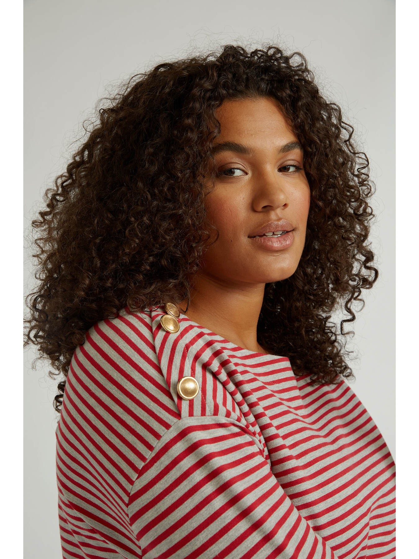 Felpa a righe con bottoni image number 2