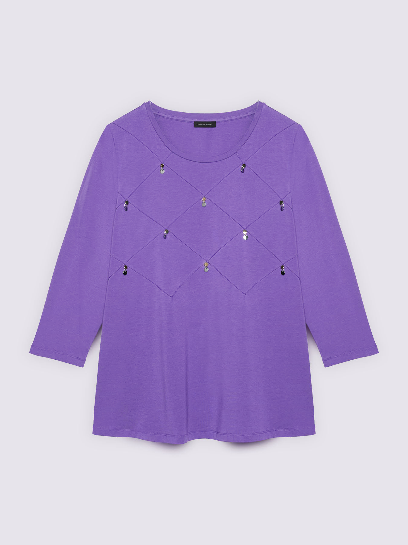 T-shirt in jersey di cotone con lavorazione a rombi image number 4