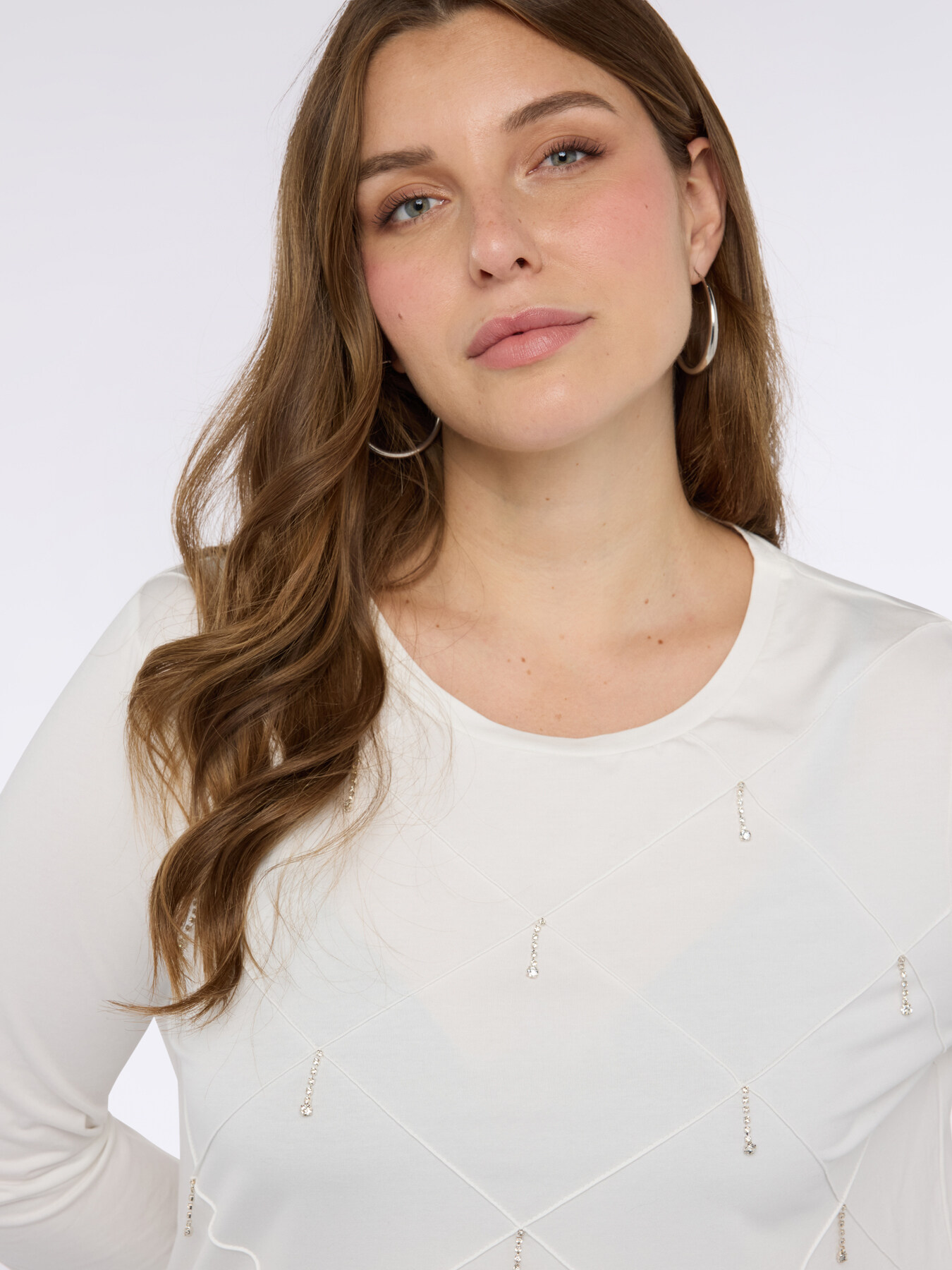 T-shirt en jersey de coton avec travail en losanges image number 3