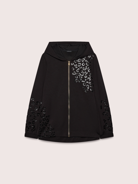 Offenes Sweatshirt mit Leopardenmuster