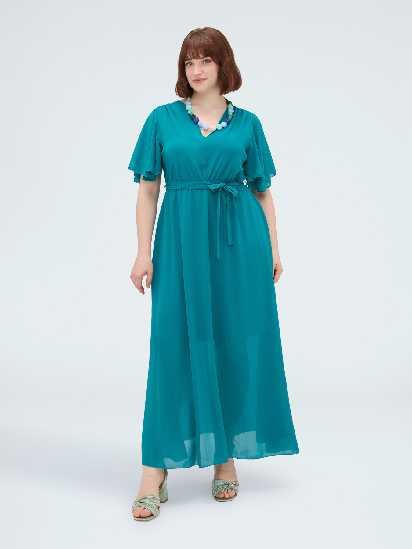 Robe DREAM en georgette avec d&eacute;collet&eacute; en V image number 2