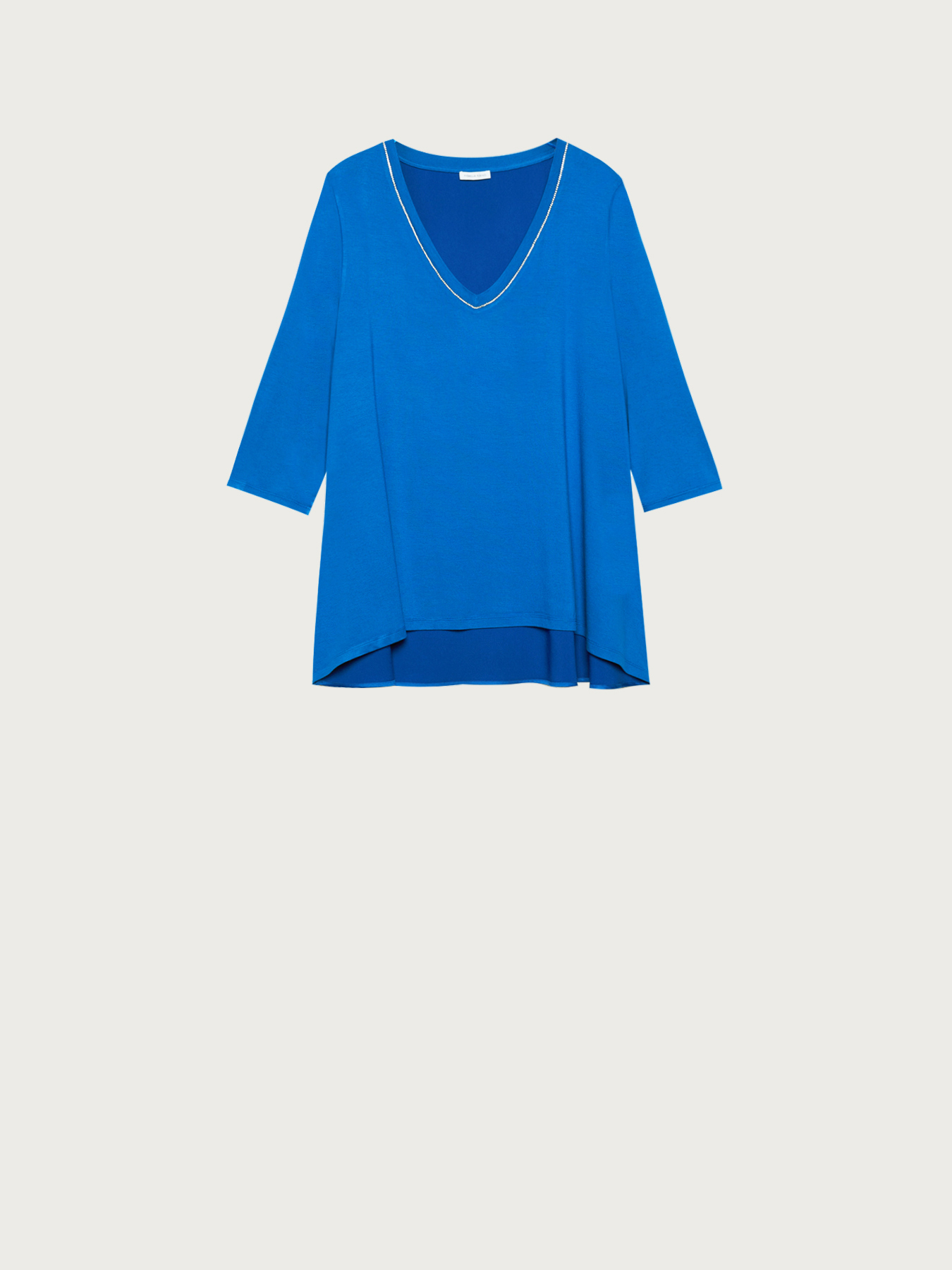 Two-fabric T-shirt with rhinestones image number 3