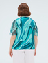 Bi-material blouse with print image number 1