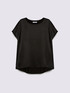 T-shirt bimaterica con scollo tondo e maniche kimono image number 3