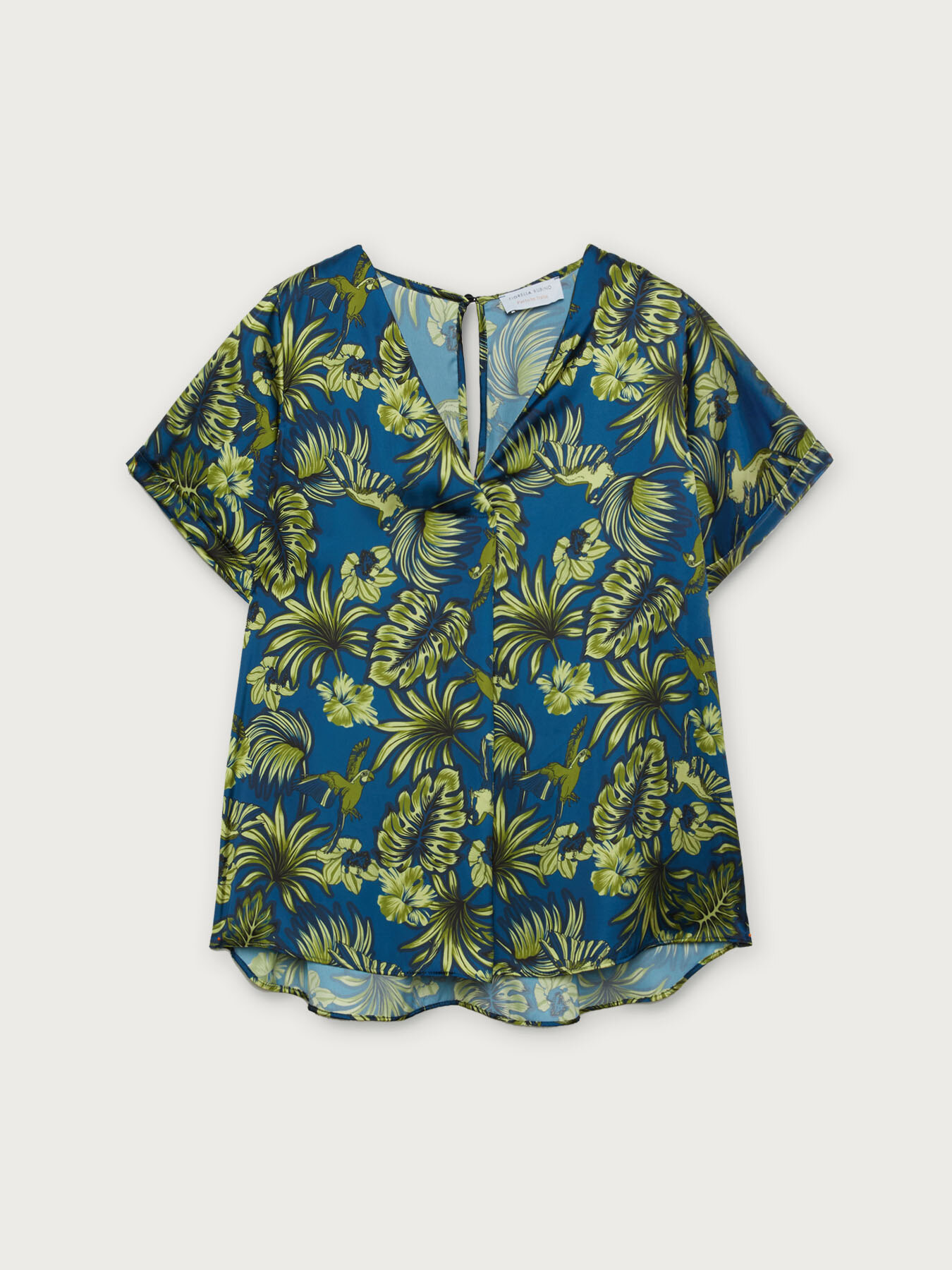 Bluse aus Satin mit Tropen-Druck image number 3