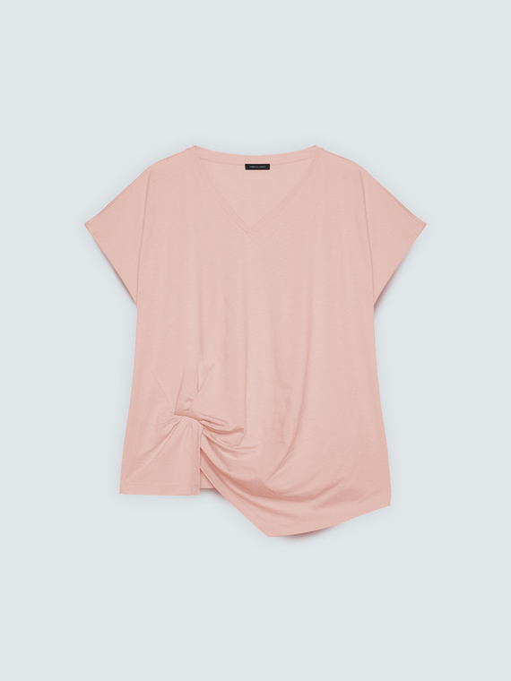 T-shirt con drappeggio e punti luce