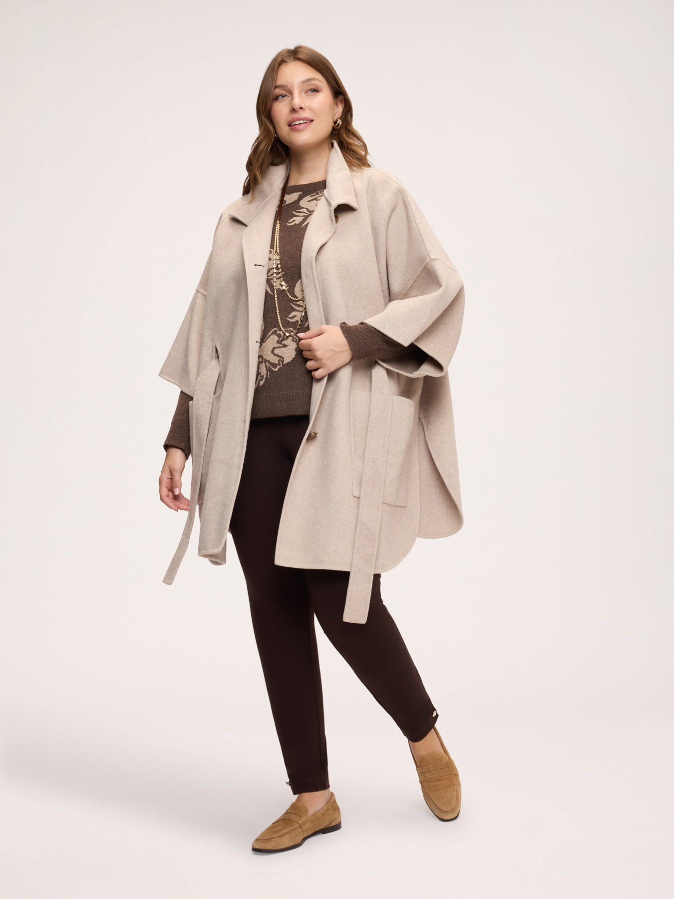 Wool-blend cloth coat with belt image number 2