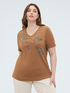 Cotton t-shirt with floral embroidery image number 4