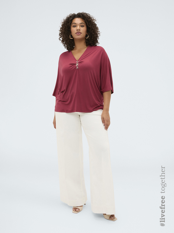 Viscose t-shirt with decorative detail