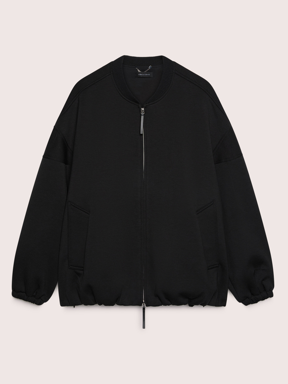 Steppjacke aus Scuba-Material mit Rippstrickkragen