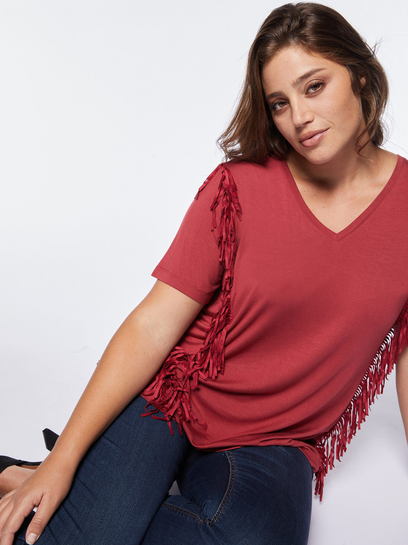 Camiseta con flecos laterales image number 2