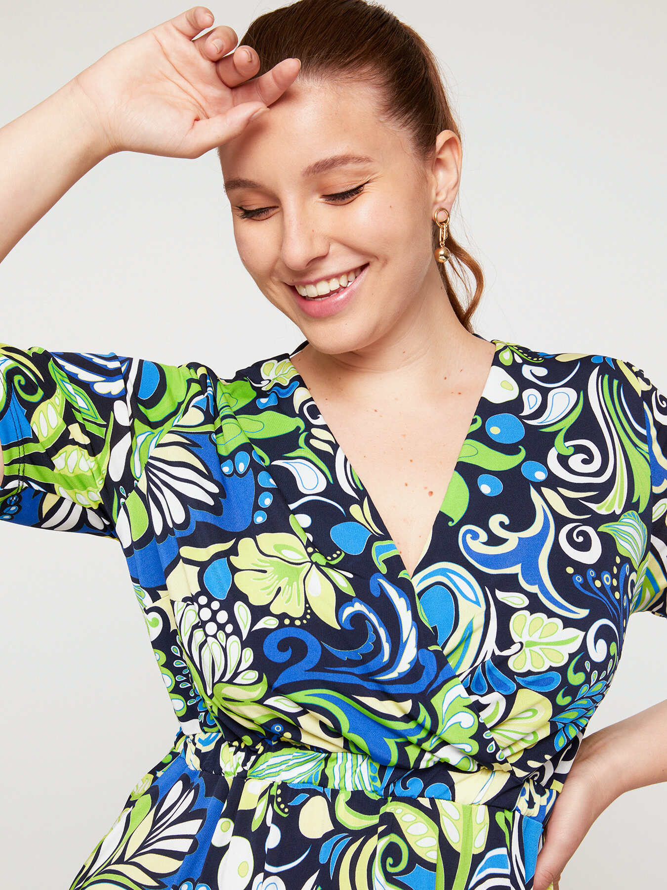 Robe imprim&eacute;e avec motif cache-c&oelig;ur sur le devant image number 0