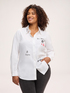 Shirt with print and embroidery in cotton poplin image number 0