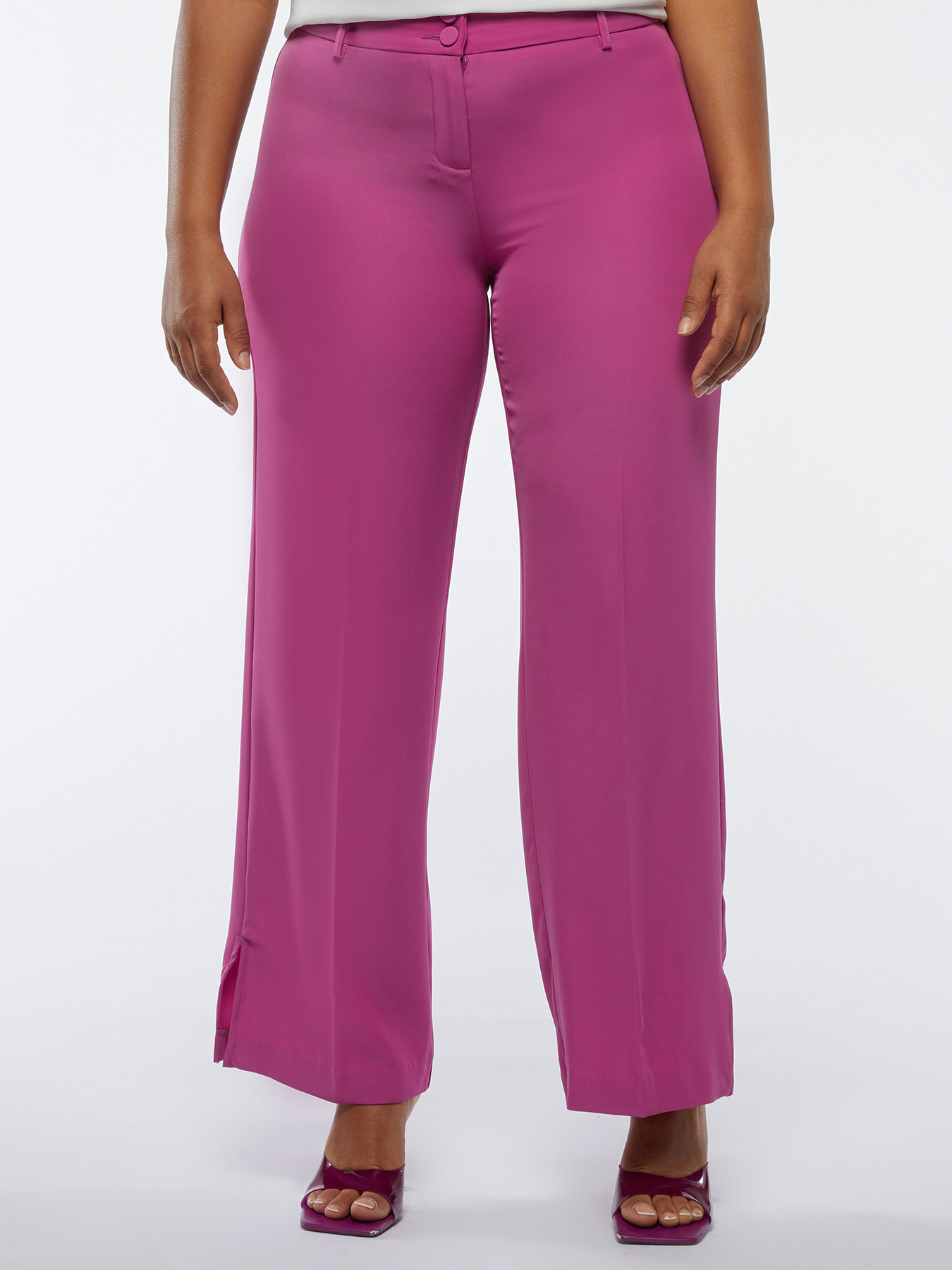 Pantalones rectos en tela fluida image number 0