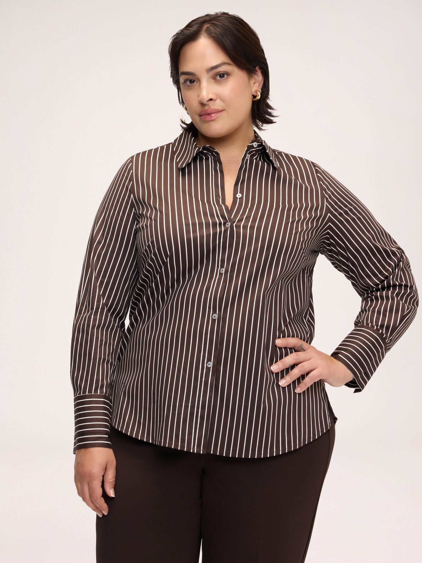 Striped shirt in stretch cotton image number 0