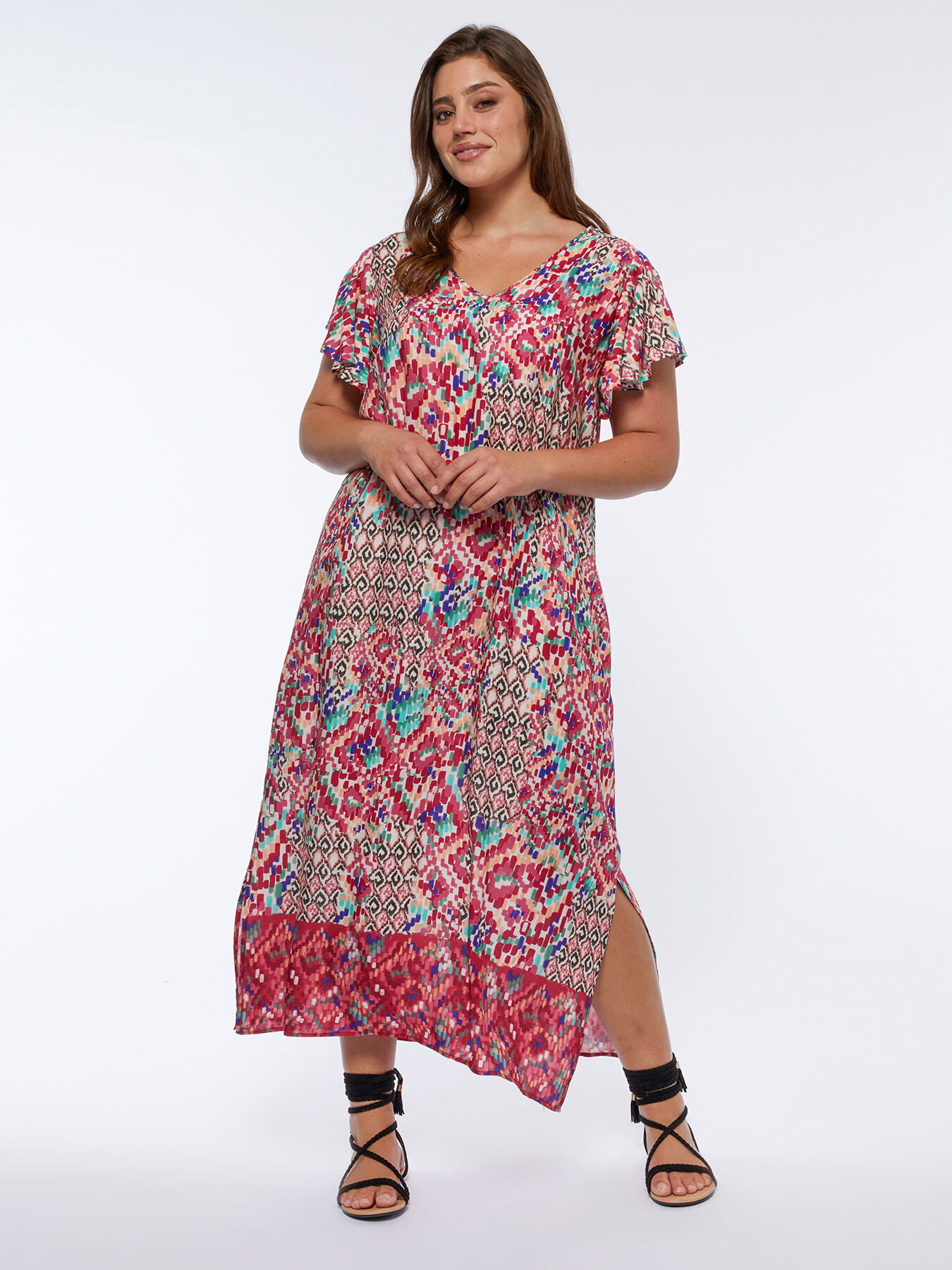 Langes Kleid mit Ikat-Druck image number 2