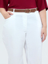 Cropped trousers with embroidery and belt image number 3