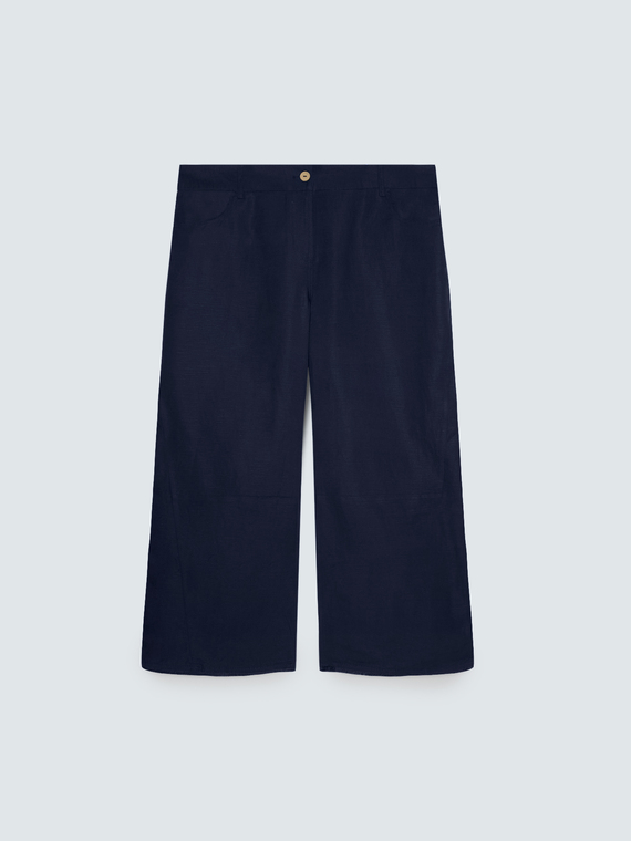 Pantaloni in misto lino e viscosa