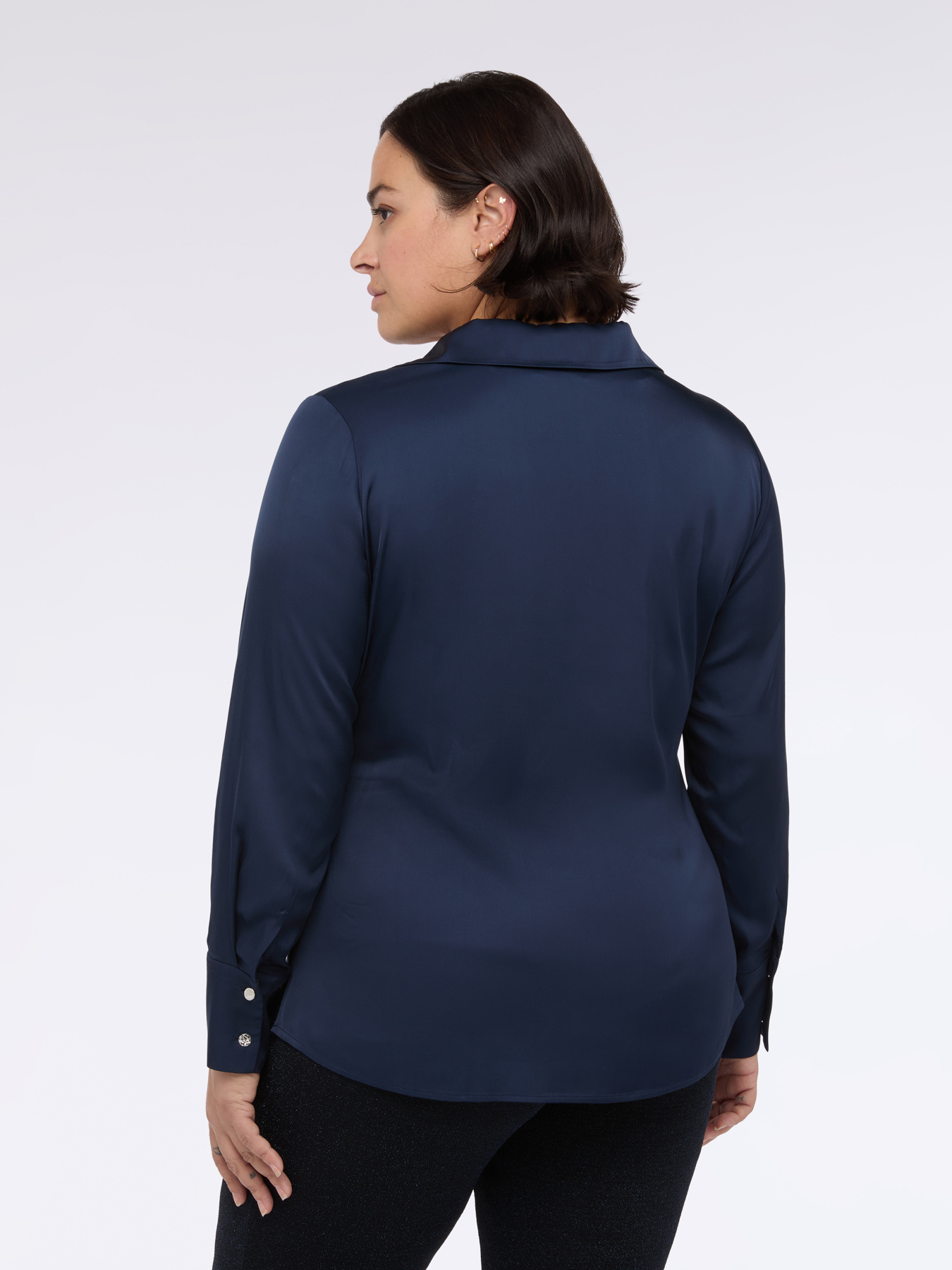 V-neck satin shirt image number 1