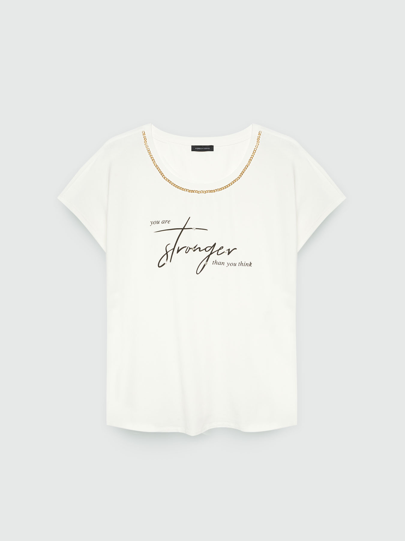 T-shirt with lettering and chain image number 4