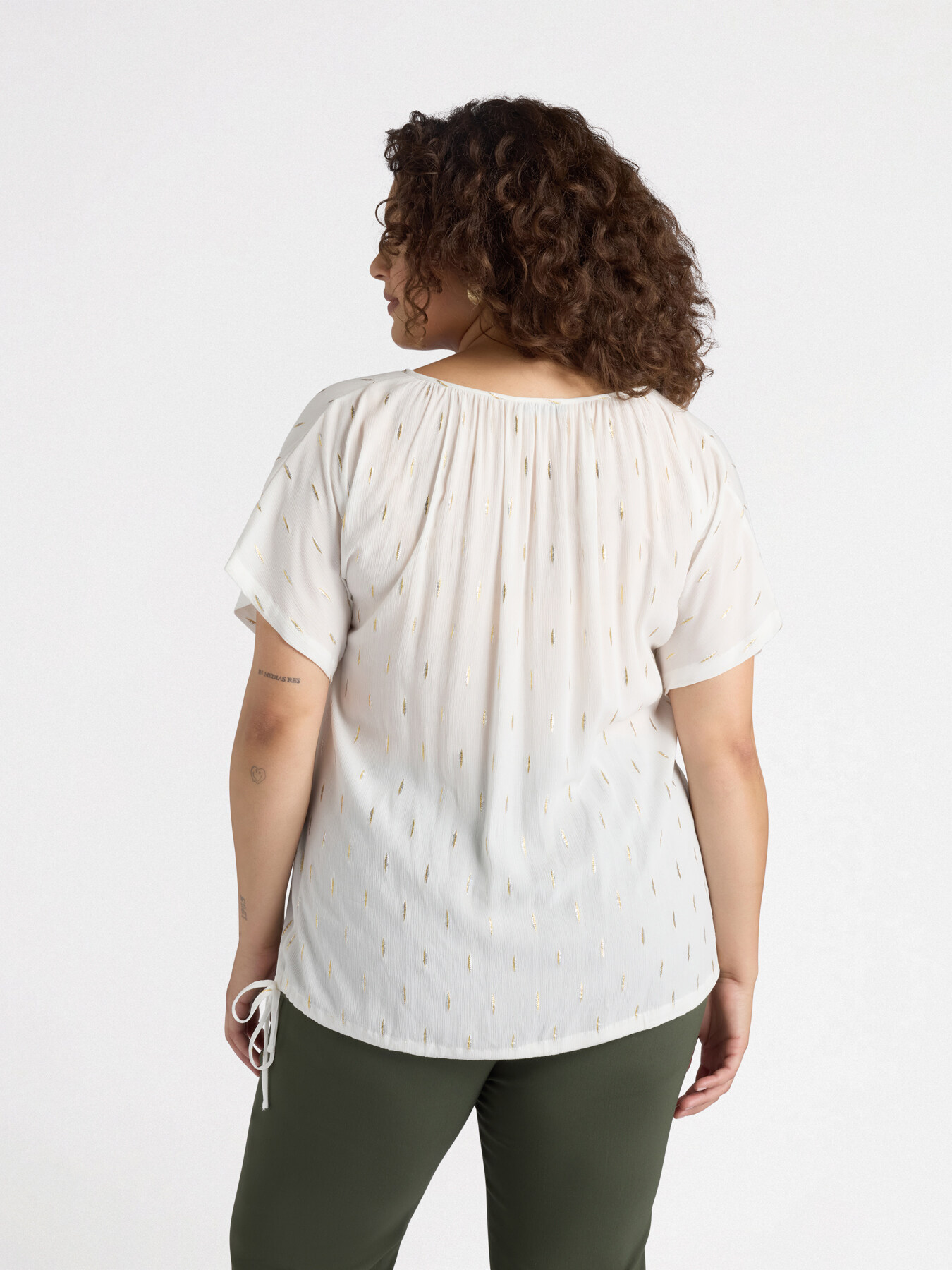 Blusa con lacci in tessuto creponne image number 1