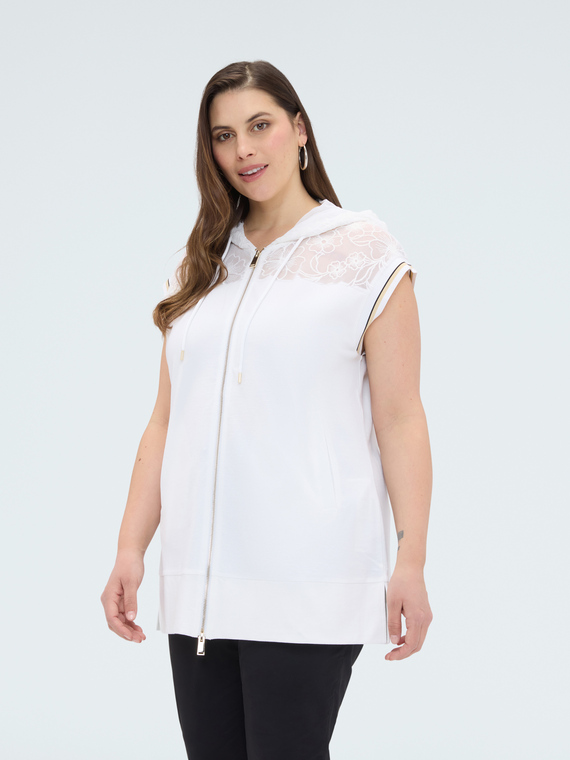 Sweatshirt-Weste mit Kapuze