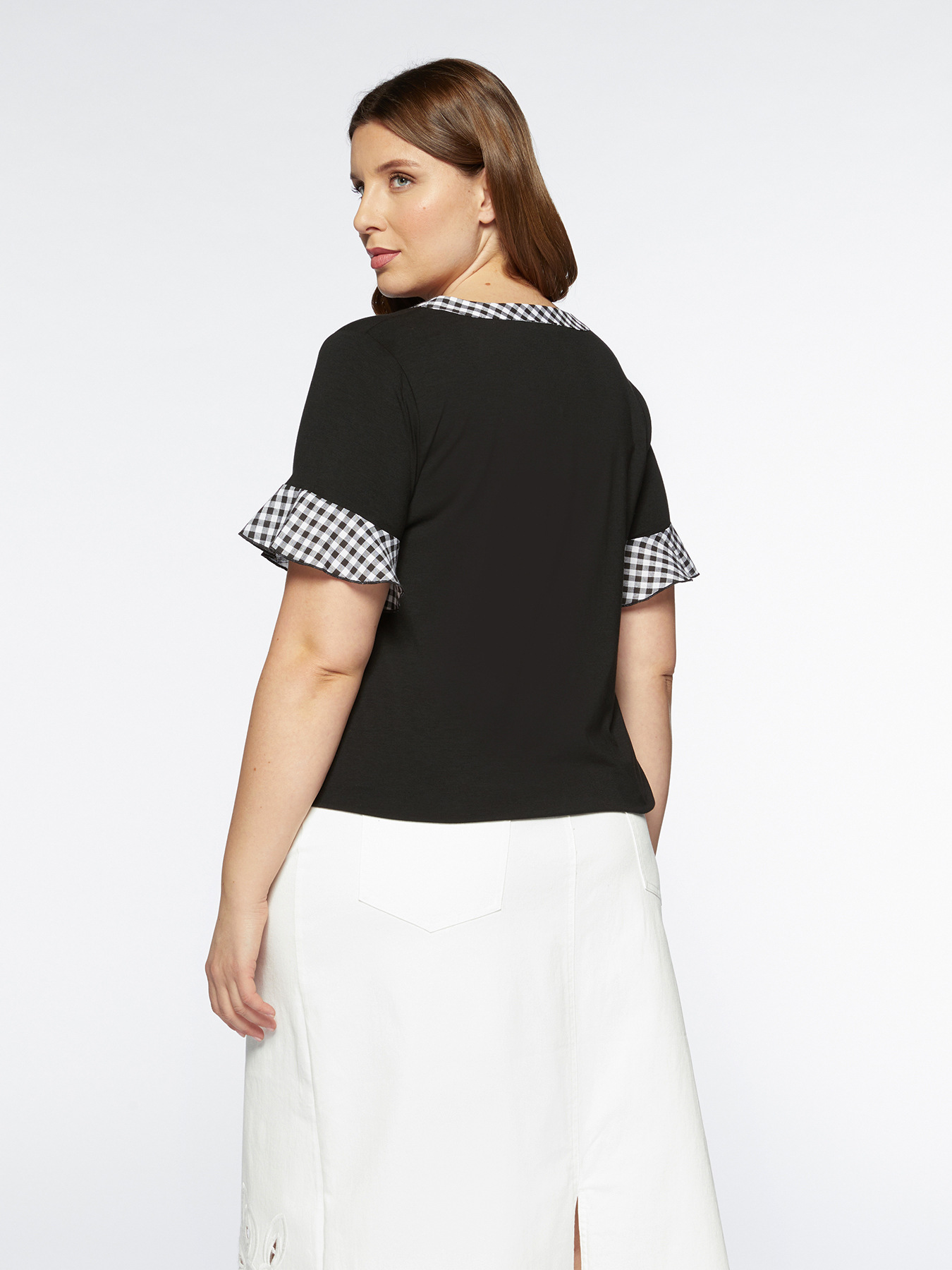 T-shirt in in TENCEL&trade; con bordi Vichy image number 2