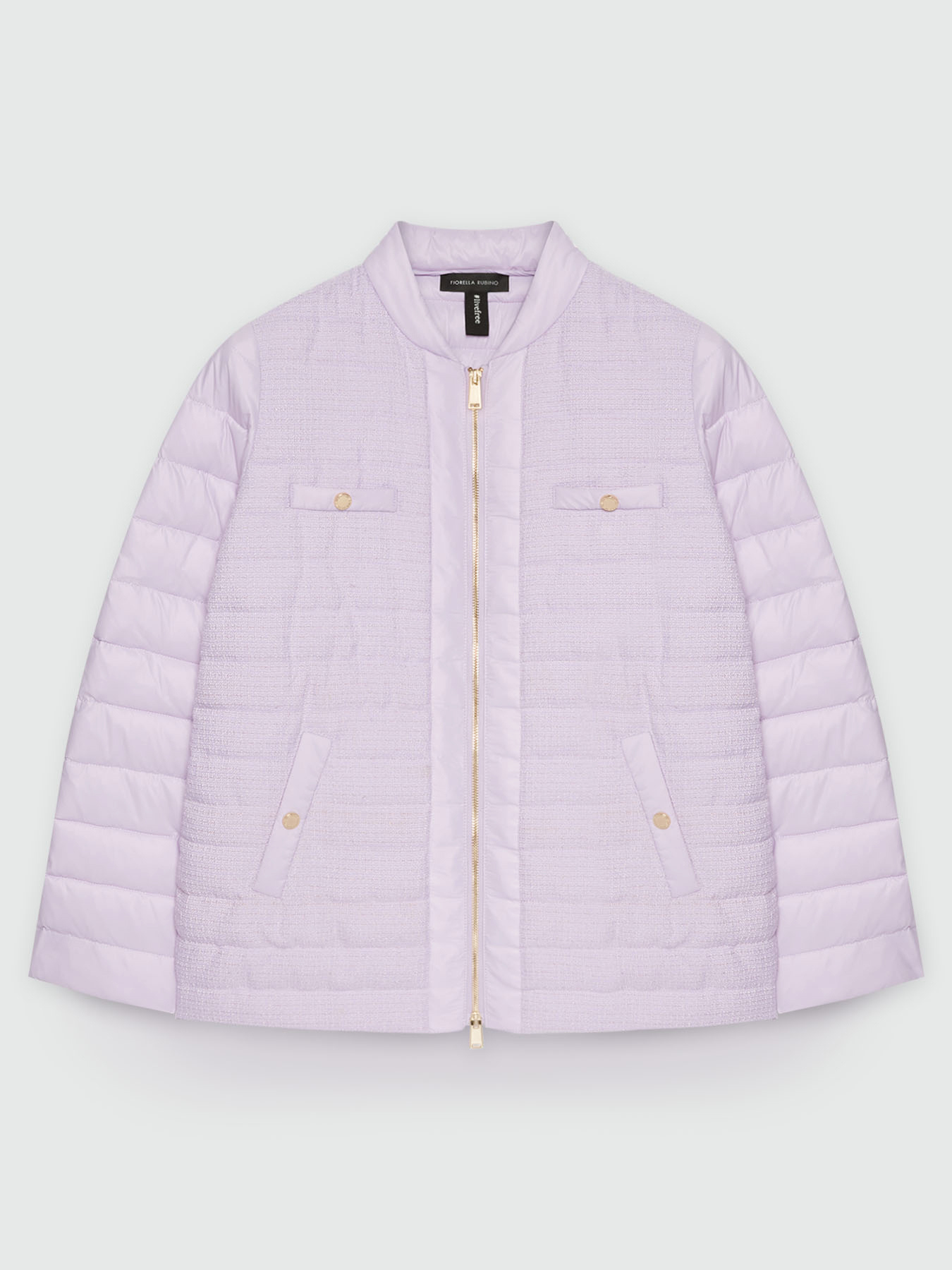 Piumino con parte davanti in boucl&egrave; e dettagli lurex image number 4