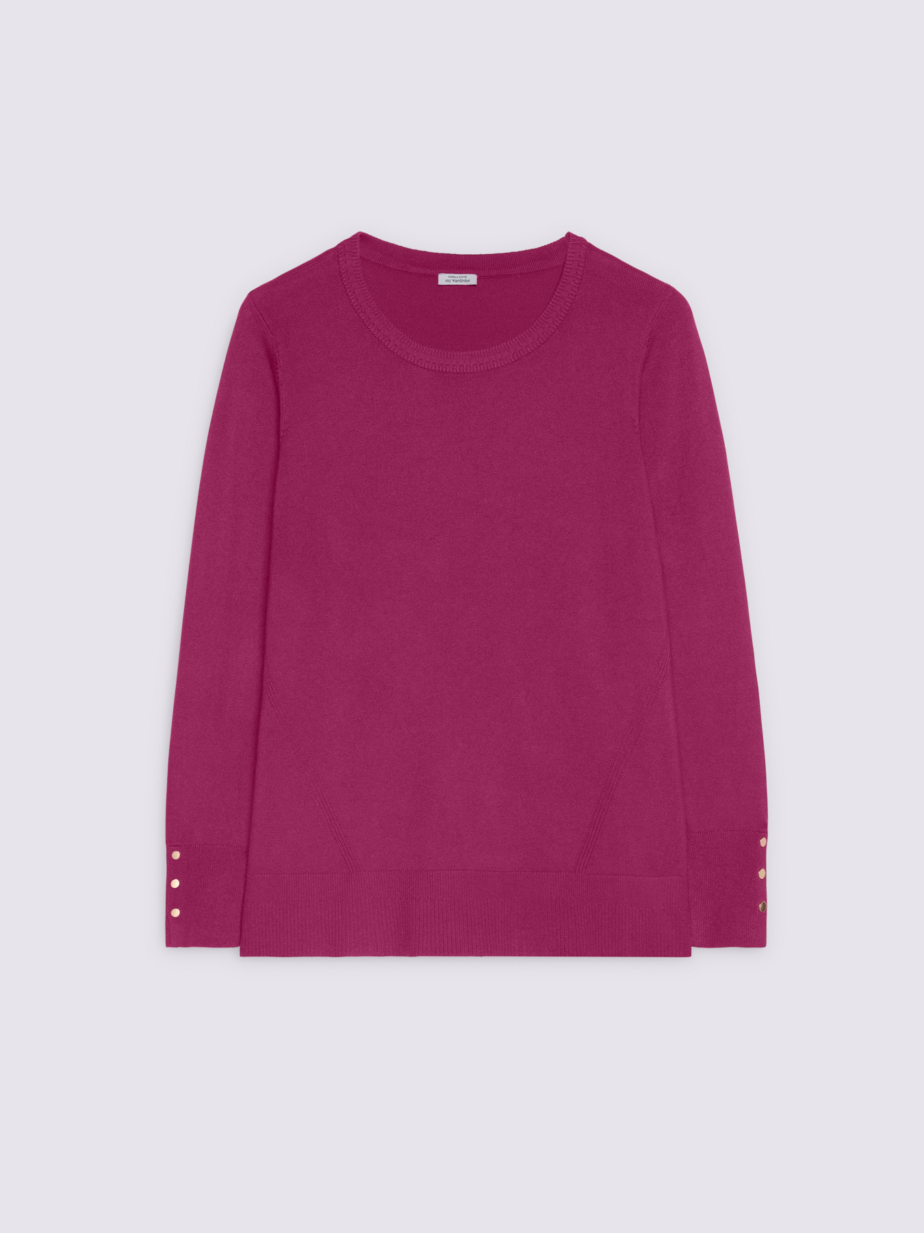 Maglia girocollo con bottoni sui polsini image number 4