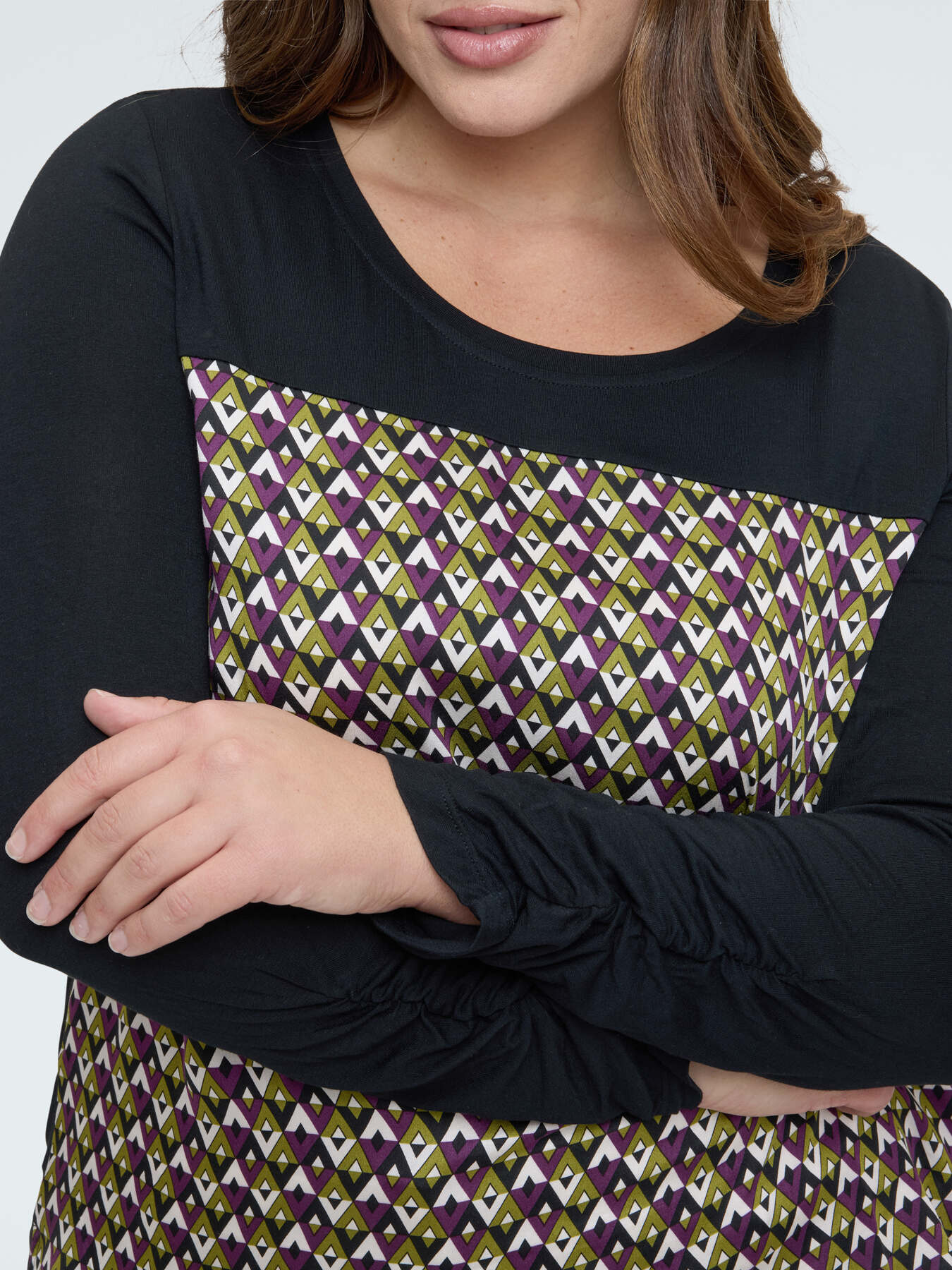 T-shirt bimaterica con stampa optical image number 2