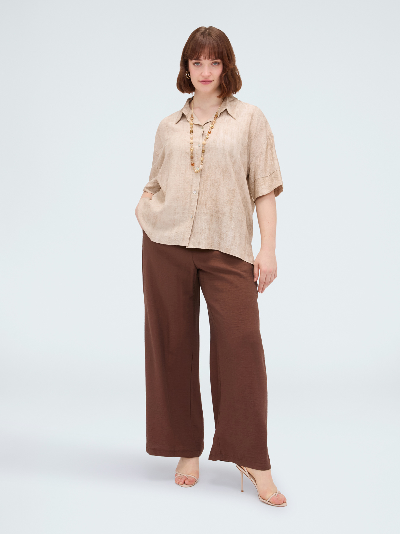 Pantalon Wide Leg en m&eacute;lange viscose image number 2