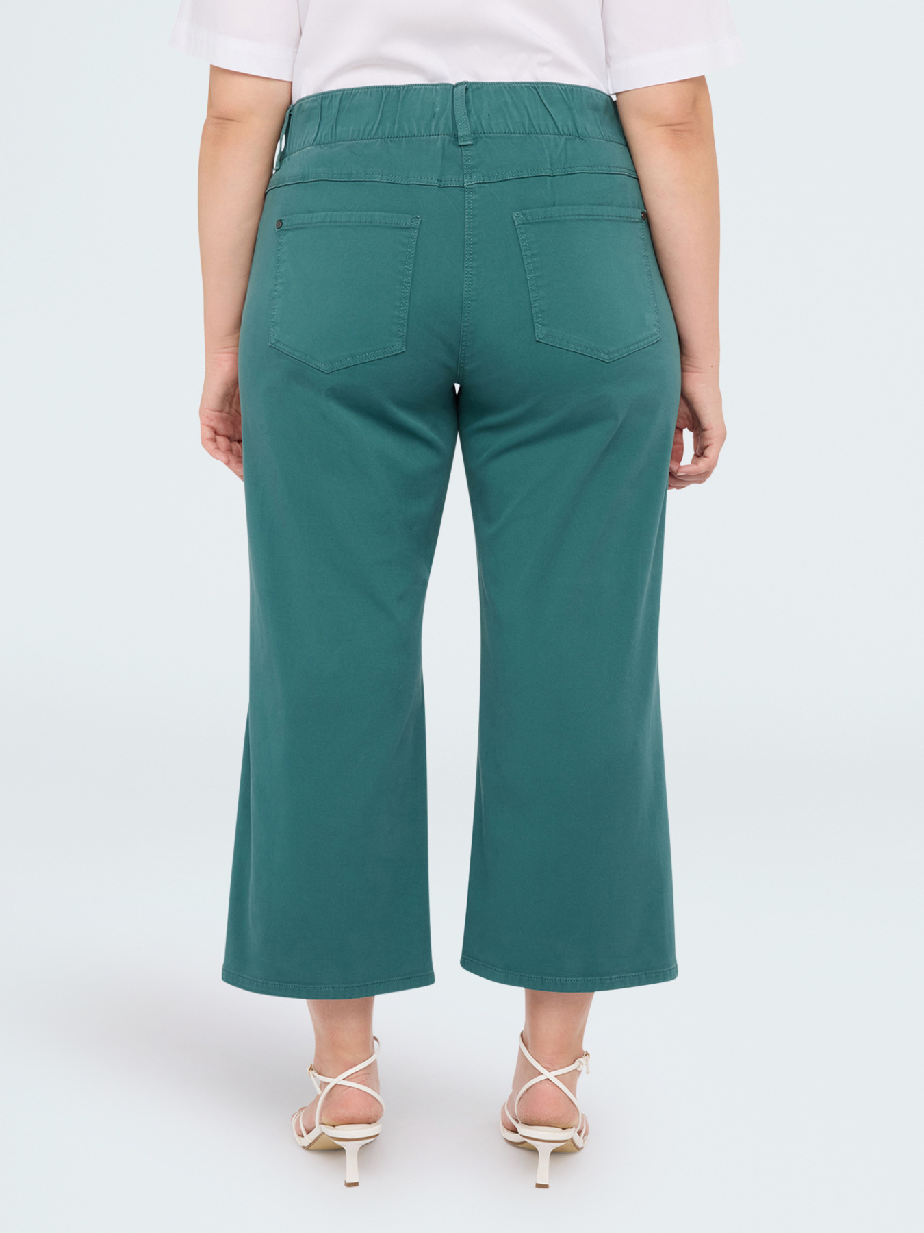 Cropped cotton blend trousers image number 1