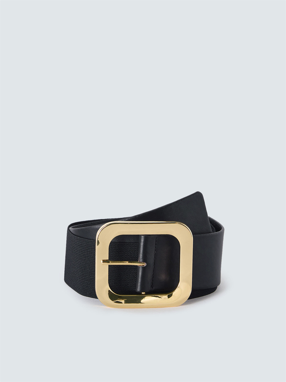 Belt with maxi golden buckle