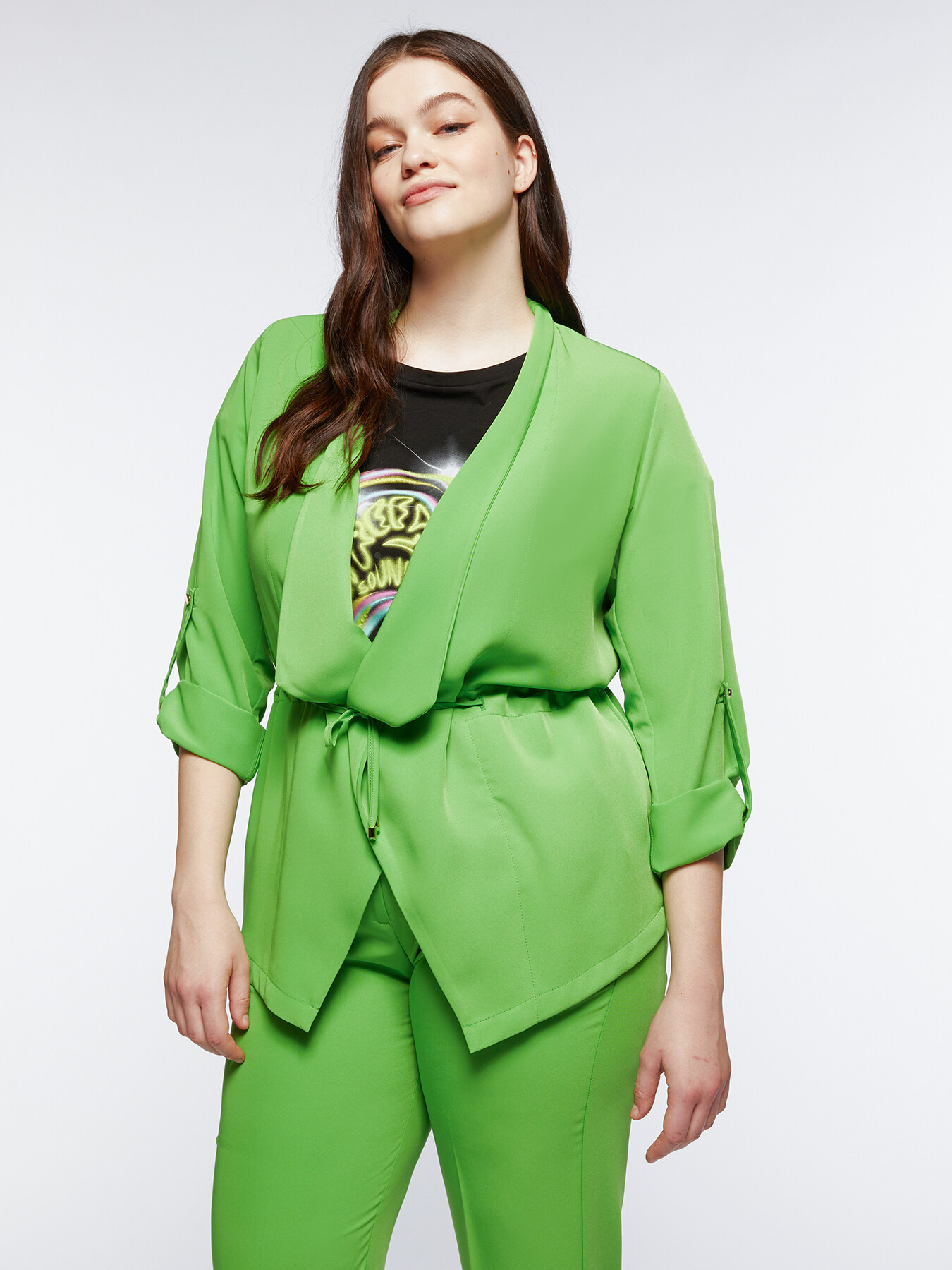 Giacca in tessuto fluido con coulisse image number 1