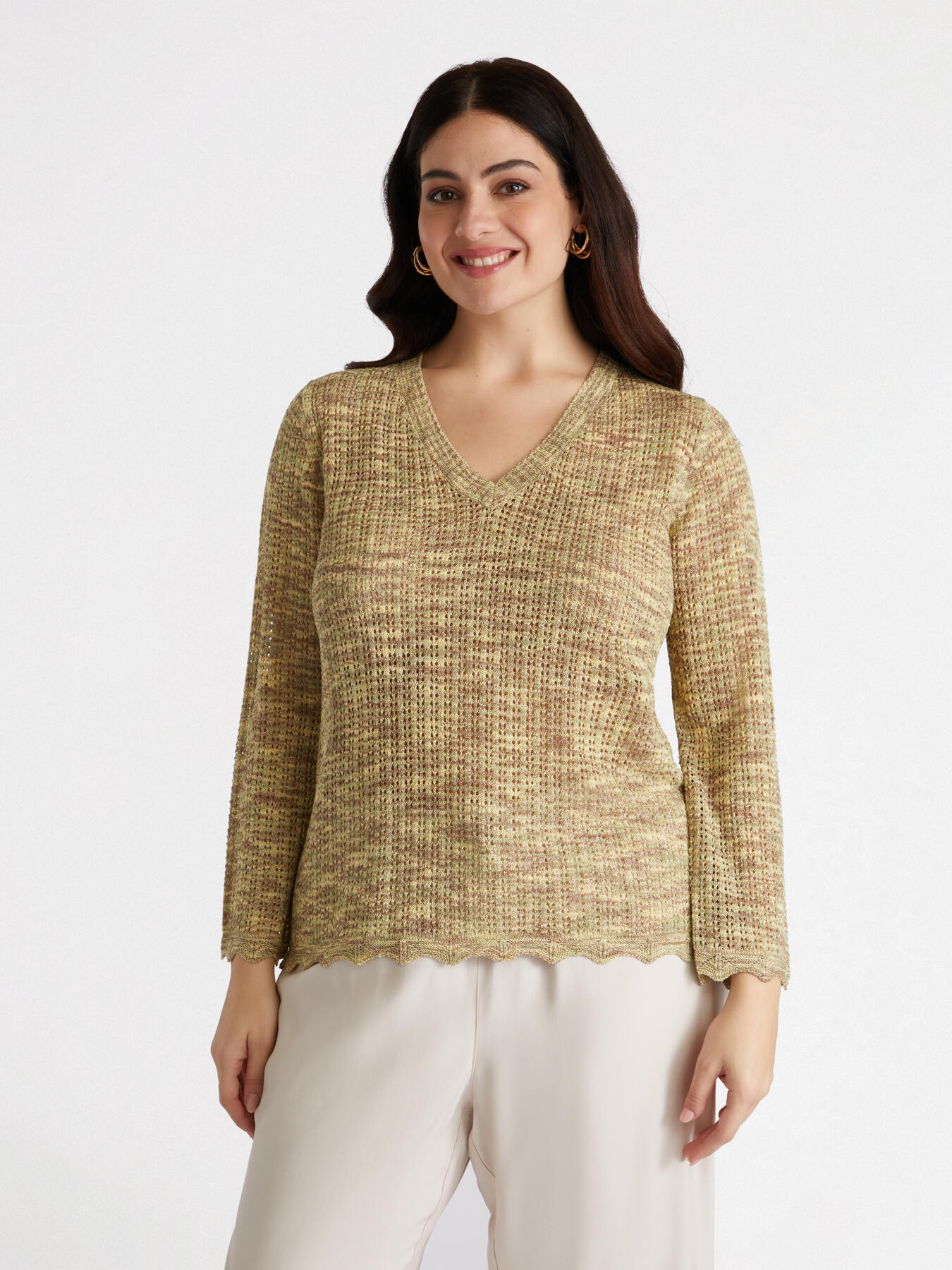 M&eacute;lange V-neck sweater image number 3