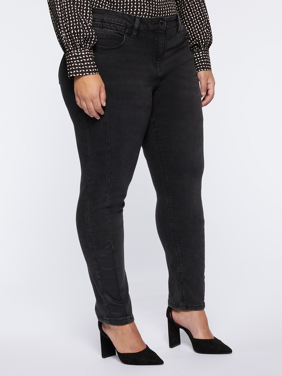 Schwarze Sapphire Slim Girlfit Jeans mit Einsätzen