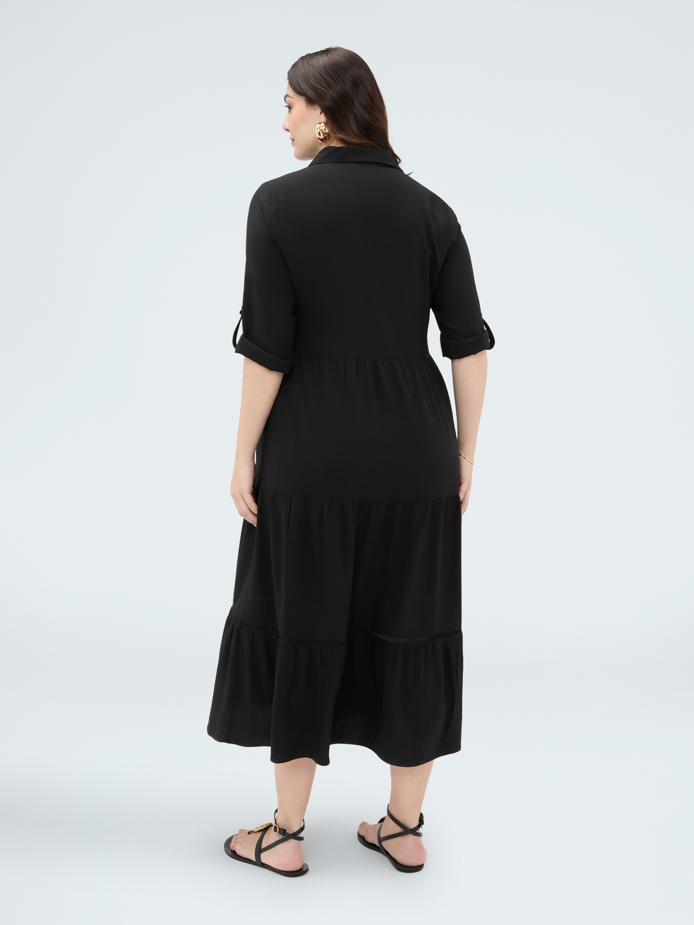 Long viscose shirt dress image number 1