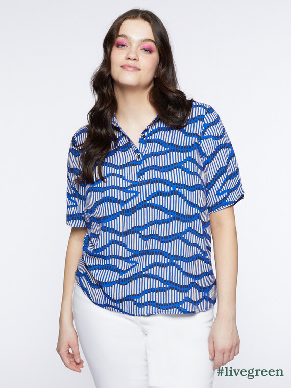 ECOVERO™ viscose blouse with wave print
