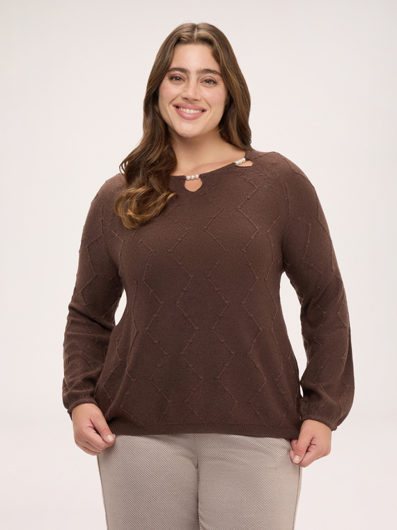 Lurex-Strickpullover mit Perlen