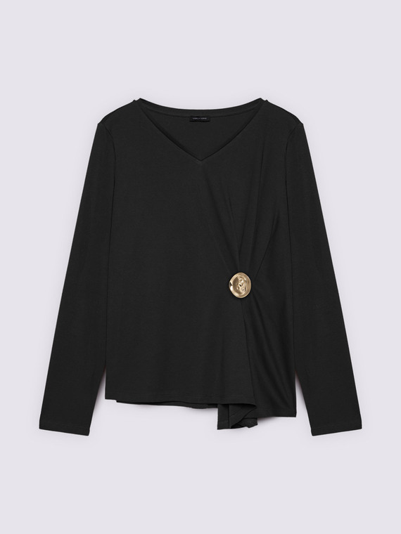 T-shirt in jersey con design a portafoglio