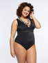 One-piece swimsuit with net trims image number 2