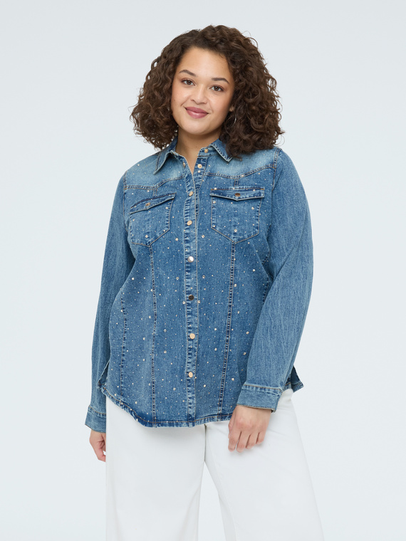 Denim shirt with light spots