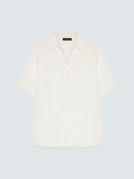 Boxy shirt in linen and viscose blend