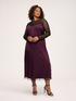 Slip dress in stretch satin with tulle and lace inserts image number 0