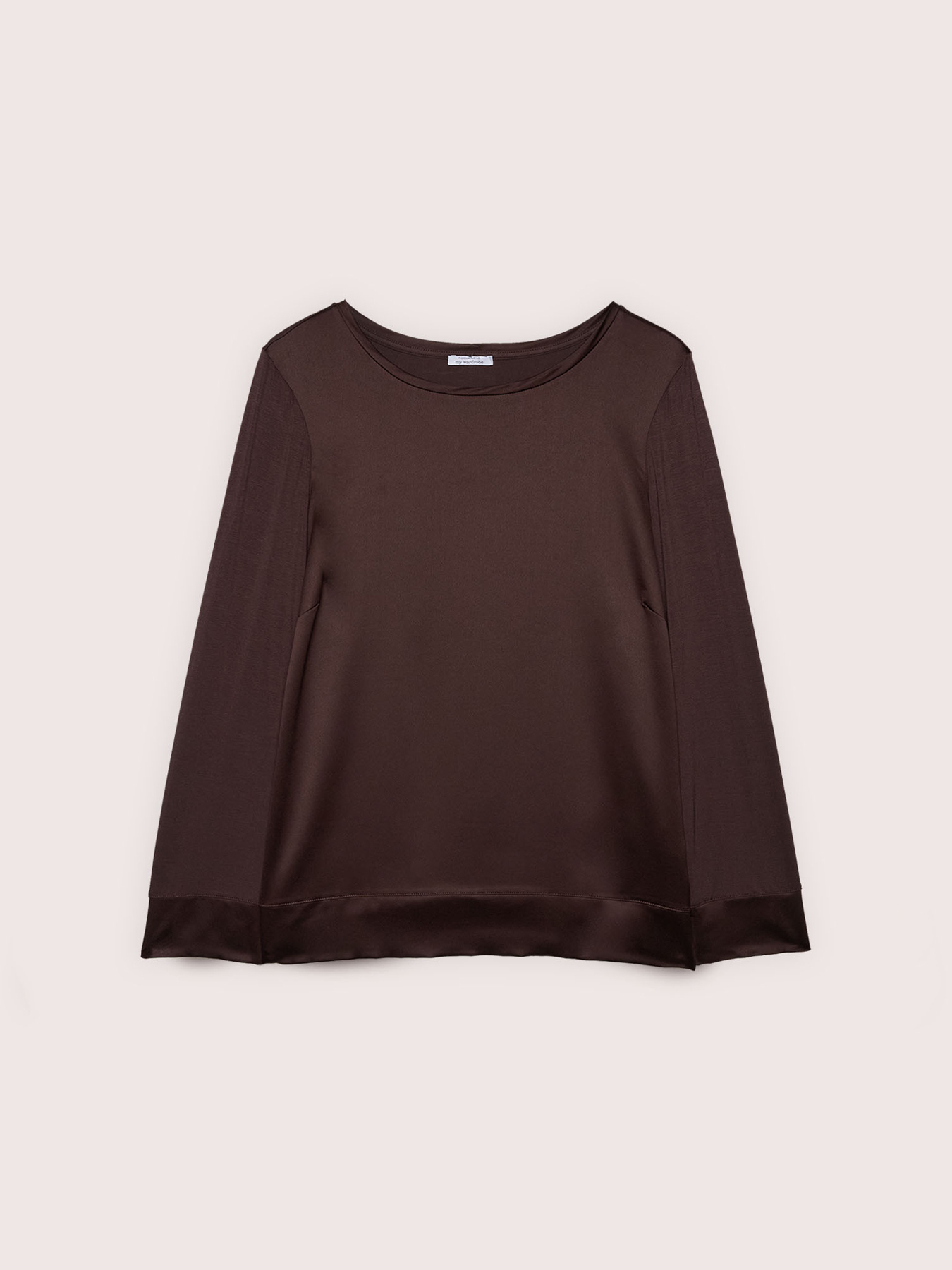 T-shirt bimaterica in raso e jersey image number 4