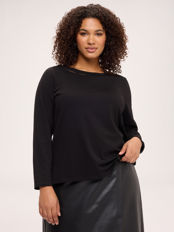 Cotton T-shirt with lace detail