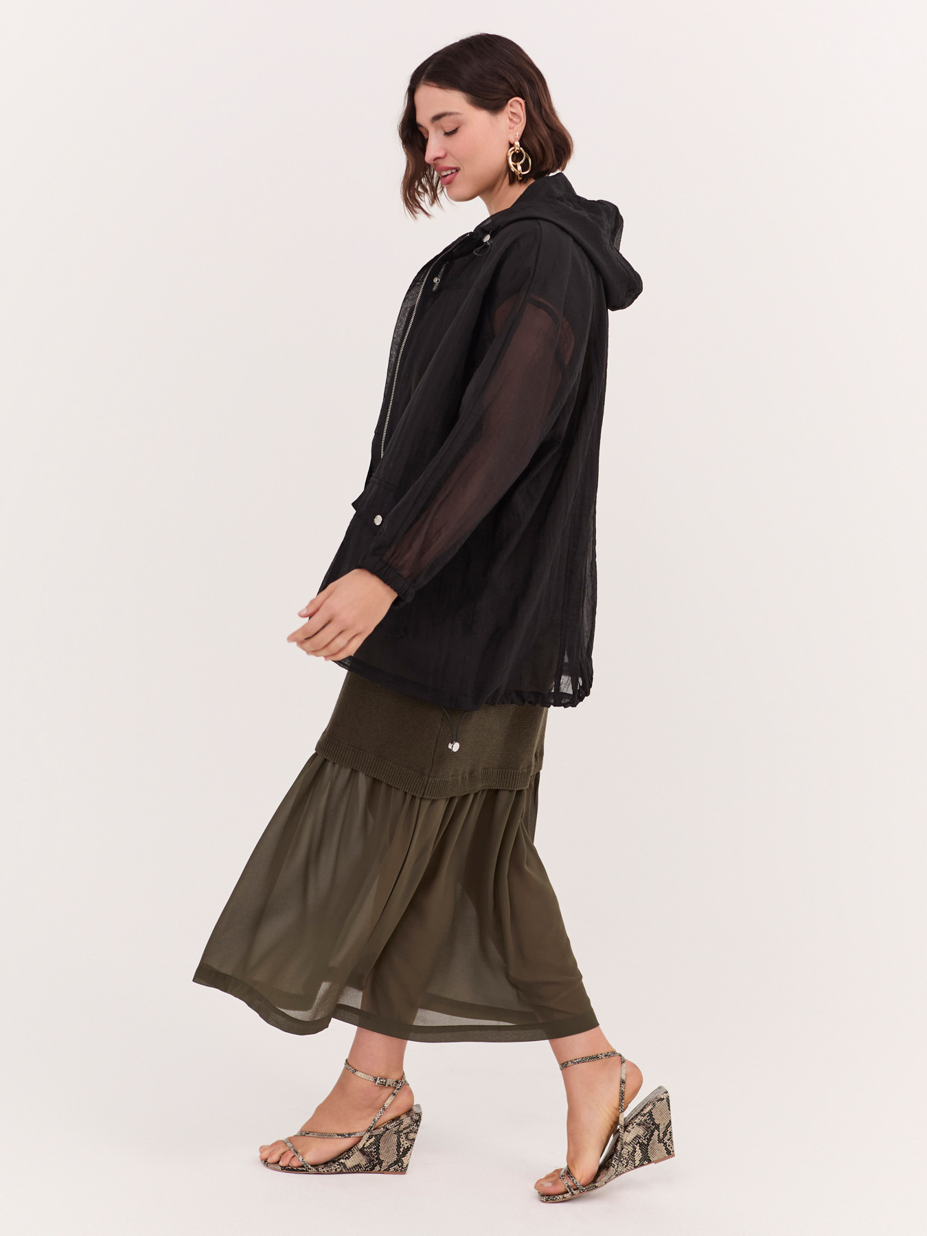 Parka in voile with hood image number 3