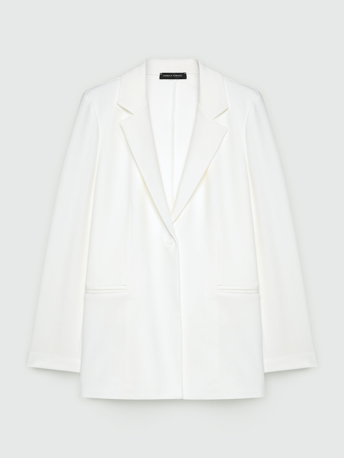 Long stretch fabric blazer with button image number 4