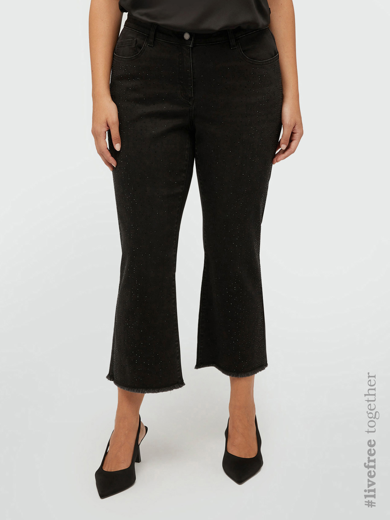 Kick flare jeans with rhinestones image number 0