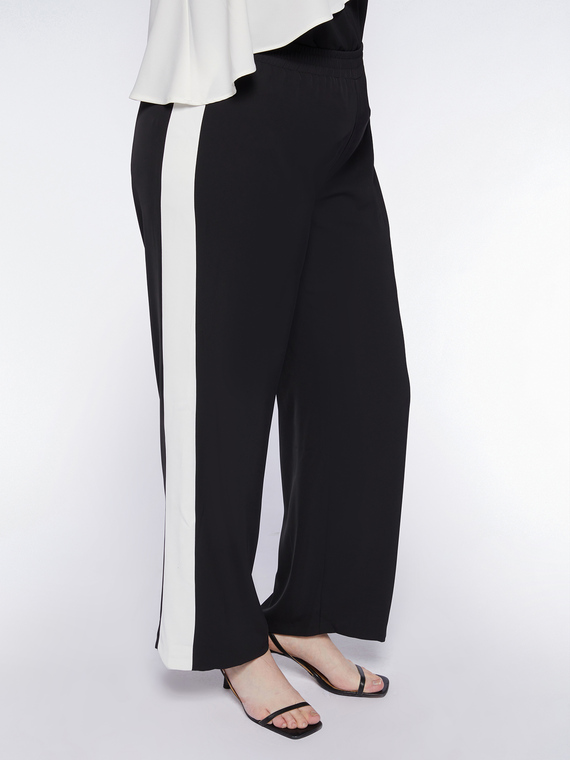 Wide leg trousers with side band